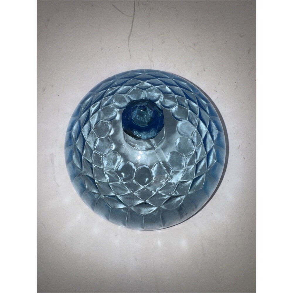Aunt Polly Round Depression Glass Butter Candy Dish Vintage Blue U.S - Picture 7 of 7